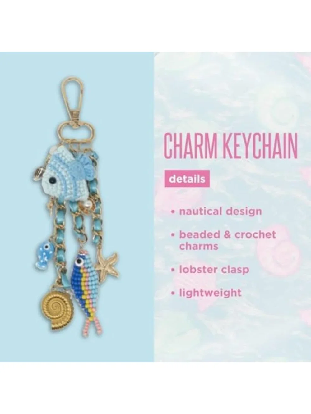 Nautical Charm Keychain - Blue Fish Design, Perfect for Beach Lovers & Gifts